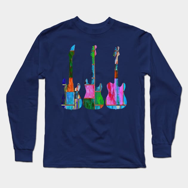 Three Guitars Long Sleeve T-Shirt by DogfordStudios